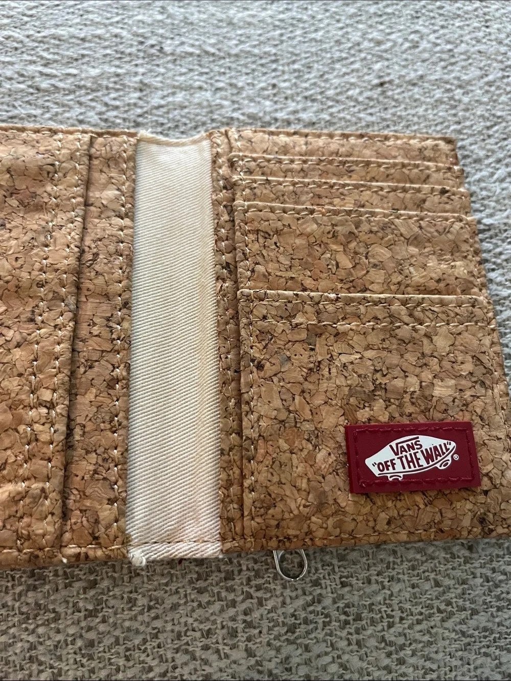 Vans bifold cork wallet logo tag zipper pocket